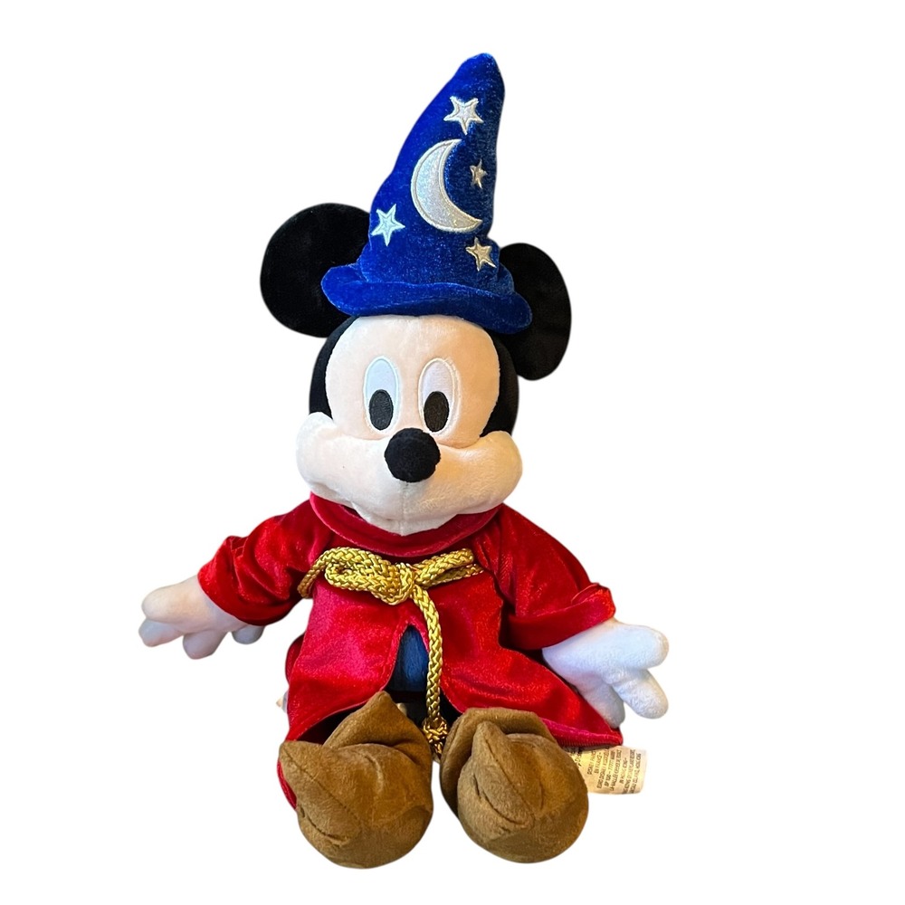 Disney Sorcerer Mickey Mouse Fantasia Plush Wizard Hat 16 inch Red Blue